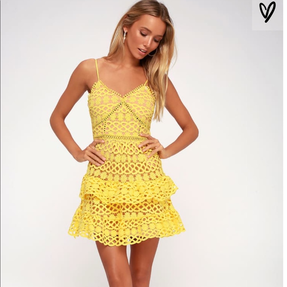 Yellow lace dress